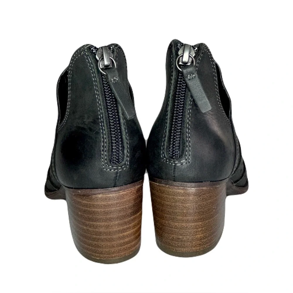 Sofft Black Leather Ankle Bootieswith Cut Out Design